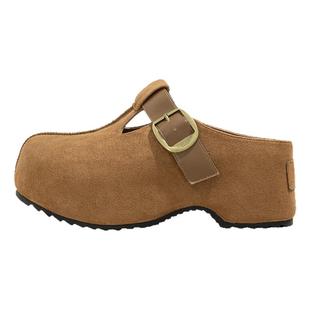 周雨彤同款厚底勃肯鞋女2026新款春季加绒半拖鞋外穿增高穆勒鞋子