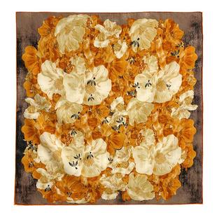 双色真丝羊毛围巾礼盒送长辈冬季丝毛65方巾丝巾高级感披肩女外搭