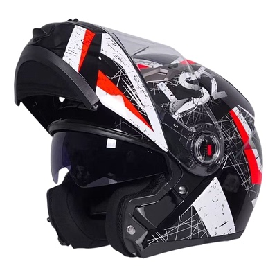 LS2揭面双镜片摩托车头盔防晒