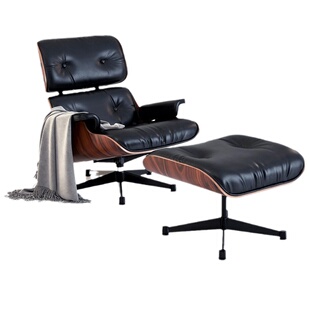 伊姆斯躺椅eames 北欧真皮单人沙发椅现代简约设计师比尔盖茨椅子