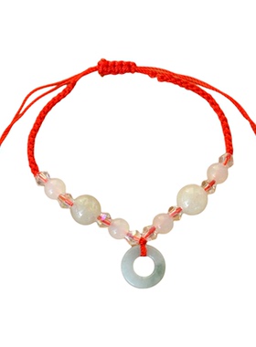 编织玉石红绳手链平安扣元宝手绳