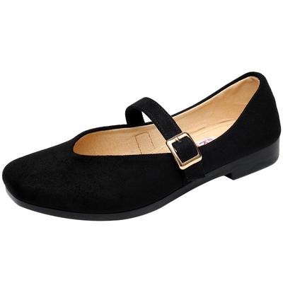 老北京布鞋平底软底一字扣工作鞋