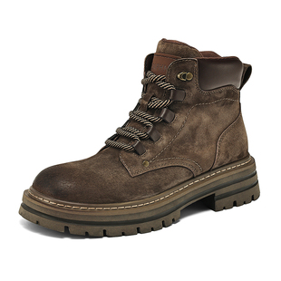 达芙妮加绒大黄靴英伦风马丁靴女款2025厚底棕色短靴子女春秋季