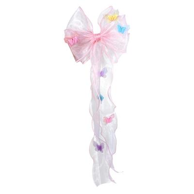 儿童发饰花朵长飘带蝴蝶结发夹女孩公主编发发卡女童头花头饰