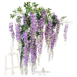 高端仿真长枝紫藤花室内客厅装饰垂吊摆件婚庆拱门吊顶垂挂花蔓藤