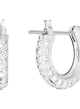 SWAROVSKI 女士白金色简约小圈百搭款耳饰 301365