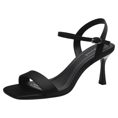 高跟凉鞋女夏季一字带细跟高跟鞋