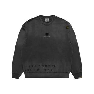 Aape旗舰店男装秋冬猿人五角星水洗做旧薄绒休闲圆领卫衣C379XXP