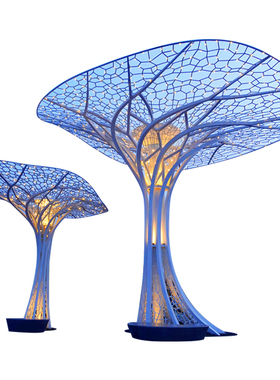 不锈钢铁艺金属镂空发光树雕塑