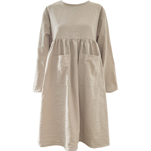 罩衣女反穿带袖围裙长袖纯棉围裙文艺工作画画咖啡店家用厨房夏天