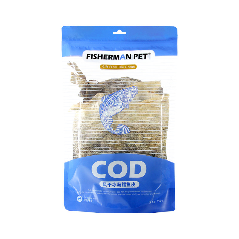 FISHERMANPET宠物狗磨牙棒零食风干深海鳕鱼皮大包鳕鱼麻花雪茄卷