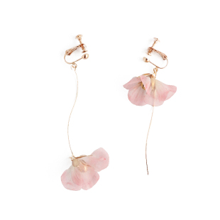 原创手作花瓣无耳洞女耳夹冷淡风耳环超仙长款森系韩版花朵少女