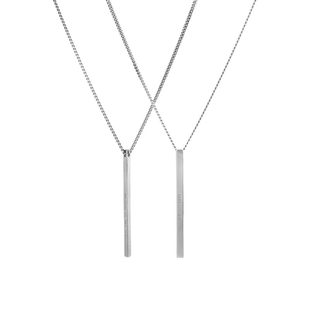 dark anthem重音江衡同款竖条项链纯银简约男生吊坠毛衣链镀18K金