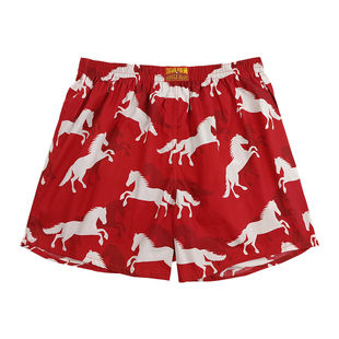 马年本命年红色阿罗裤男士内裤纯棉平四角短底裤宽松女结婚孖烟通