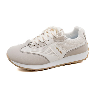 人本复古阿甘鞋女款2026春季新款网面跑步鞋子厚底休闲透气运动鞋