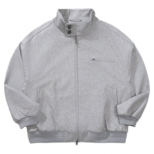 瞬时山野Monterest复古休闲宽松落肩呢料双扣立领哈林顿夹克外套