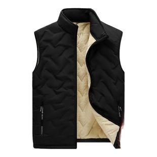 啄木鸟羊羔绒马甲男秋冬季外套保暖背心中年爸爸坎肩加绒加厚棉服