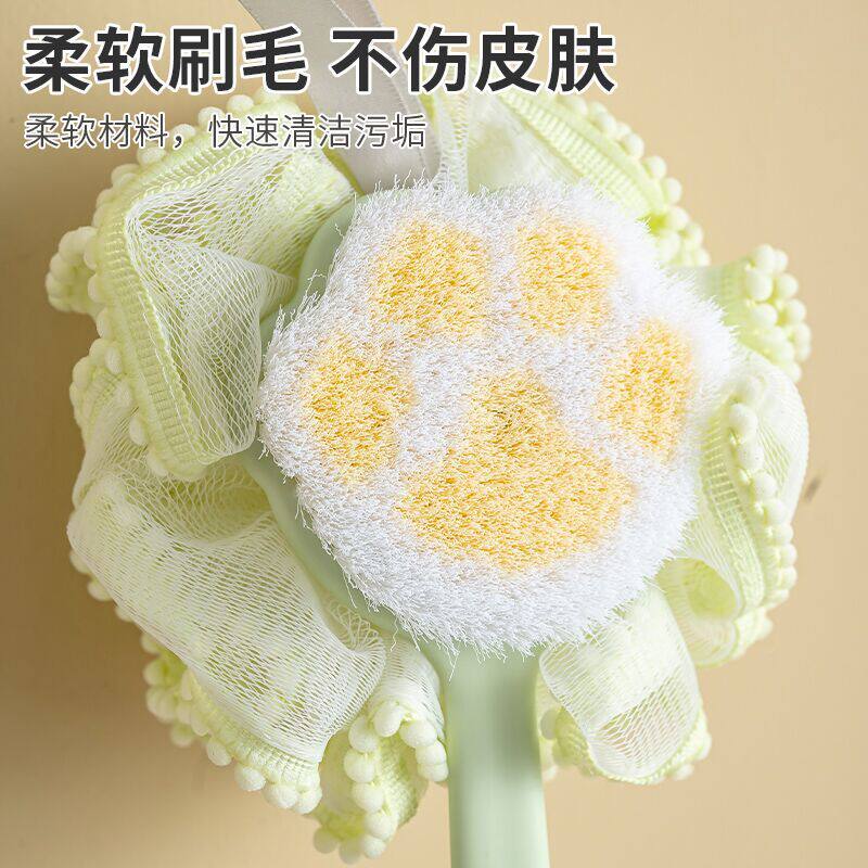 搓澡软毛沐浴刷女士洗澡神器浴花双面刷背不求人搓背长柄后背刷子