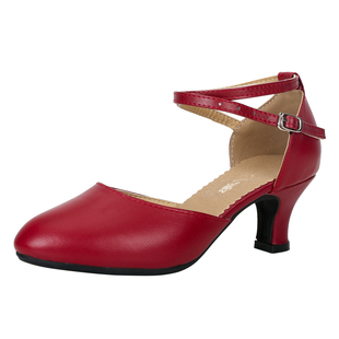 舞蹈鞋女广场舞鞋鞋子真皮软底红色跳舞鞋牛筋底交谊舞鞋女鞋维族