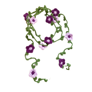 钩织花朵三角头巾女夏季田园风发带度假风超仙配裙子针织腰巾屁帘