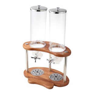 实木月亮湾底座麦片分配器酒店自助餐旋钮麦片机五谷杂粮燕麦罐子