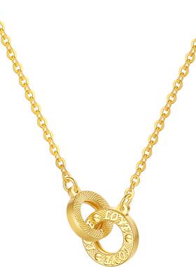 周六福饰品双环项链女S925银