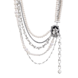 【明星同款】SUMIYAKI复古美式多层珍珠项链叠戴小众颈链明星同款