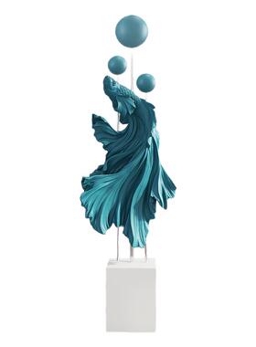 客厅大型落地斗鱼摆件电视柜沙发旁边大号家居装饰品乔迁新居礼品