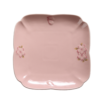 樱花浮雕正方形早餐点心小吃盘子