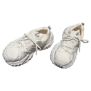 6CM增高~轻便厚底巴黎绑带老爹鞋女甜酷风真皮休闲鞋运动学生女鞋