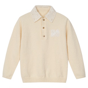 MEDM 设计感织花翻领休闲长袖毛衣男女潮牌简约舒适内搭针织衫冬