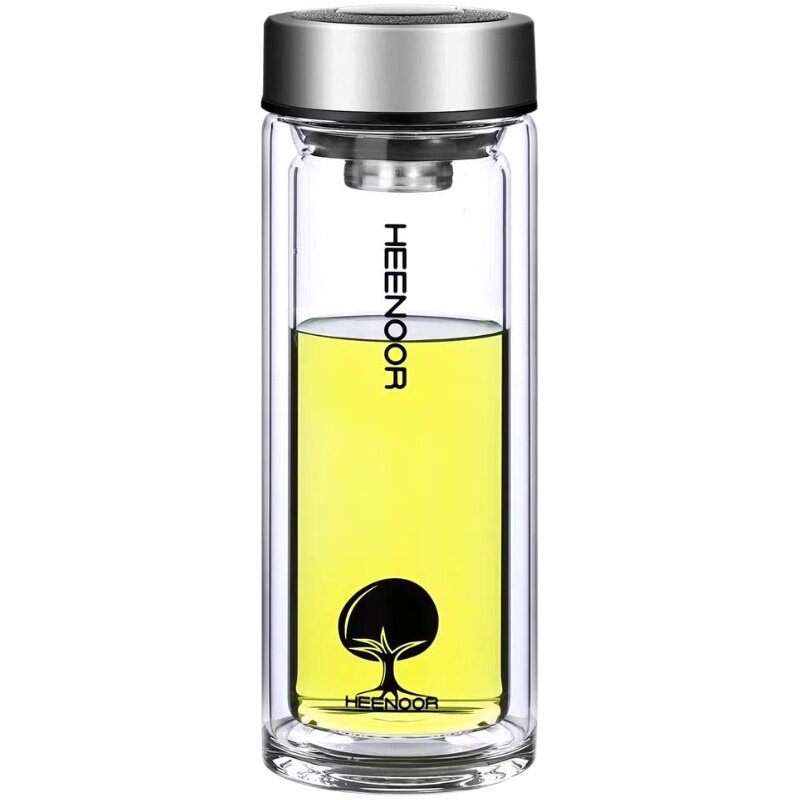 希诺双层隔热便携过滤网玻璃杯