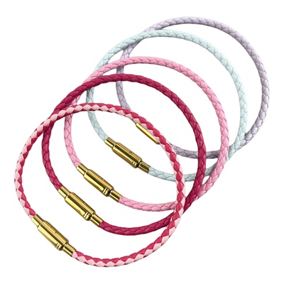 2.5/3MM皮绳手链适用于周生家转运珠本命年红绳钛钢直按扣手绳