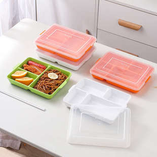 优质A5密胺学生配餐餐盒食堂三格四格分格快餐盘团餐饭盒PP可微波