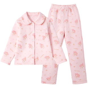 酷洛米女童家居服秋冬2026新款洋气亲子睡衣套装长袖秋衣秋裤童装