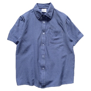 夏季薄款透气日系格子衬衫男款潮牌宽松短袖格纹衬衣男半袖上衣女