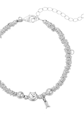 透莎泰银猫咪小鱼925纯银手链女