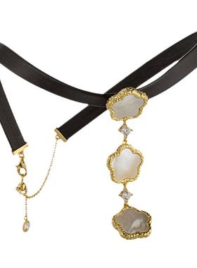 花朵白贝母皮质颈链jcj