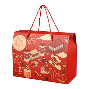 新年雪花酥包装盒奶枣一斤装圣诞手提牛轧糖坚果曲奇饼干糖果礼盒