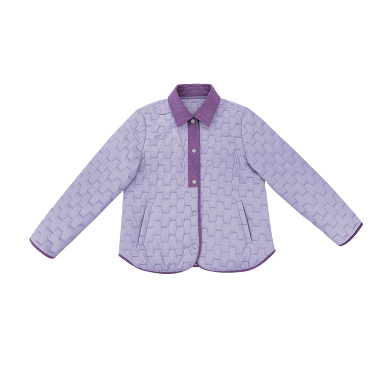 秋冬女翻领羊毛小香风外套气绒衣轻薄棉服夹棉法式休闲防风防雨