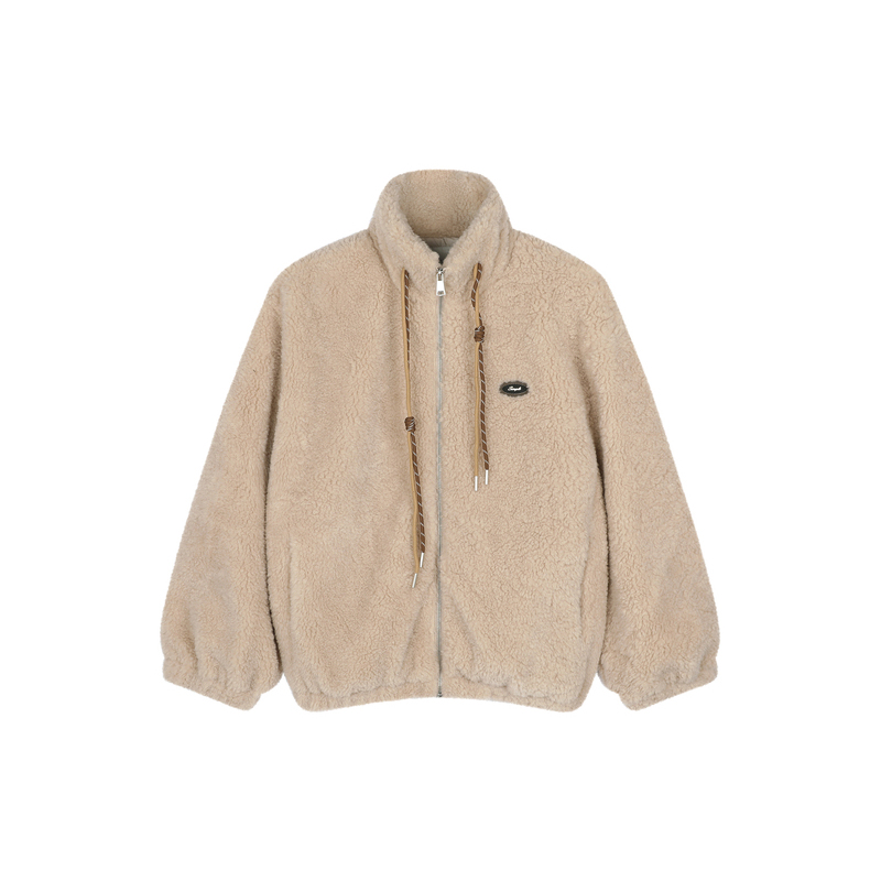 唐狮仿羊羔毛外套女2025冬季新款韩版立领宽松显瘦毛茸茸保暖上衣