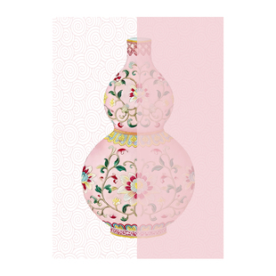 吉颖斋A4A5微喷宣纸葫芦软卡纸古风福禄系列青花瓷书法作品纸加厚半生半熟毛笔小楷背景纸免装裱文创书法摆台