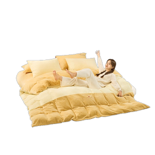 富安娜家纺牛奶绒四件套珊瑚绒被套床单保暖加厚秋冬法兰绒床品