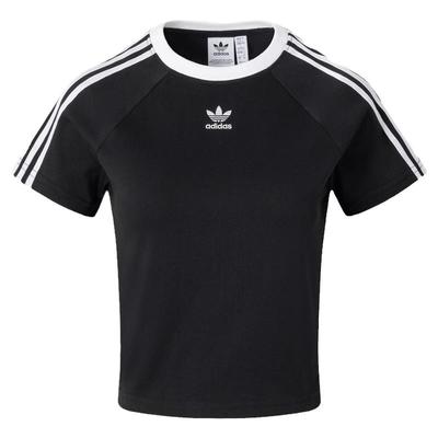 Adidas阿迪达斯三叶草女子2024秋新款透气针织短款短袖T恤 JC8703