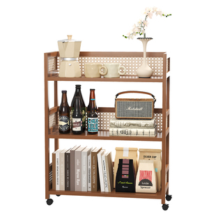 书架落地置物架桌边多层可移动书本收纳架子带轮小推车办公室书柜