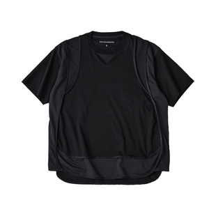 现货 White Mountaineering 26SS 白山网眼拼接假两件分层短袖T恤
