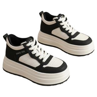 星期六小白鞋爆款女鞋冬季新款百搭厚底板鞋女士黑白熊猫运动棉鞋