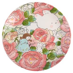 蓝莲花杯子马克杯陶瓷杯漂亮咖啡早餐杯食品级好看手绘釉下彩盘子