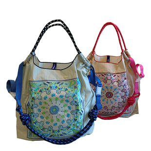 ballchain日系腰果花刺绣购物袋高圆圆同款尼龙环保袋单肩斜挎包