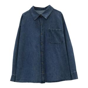 孕妇装网红时尚款洋气牛仔长袖衬衫秋冬季新款潮妈外出牛仔外套春